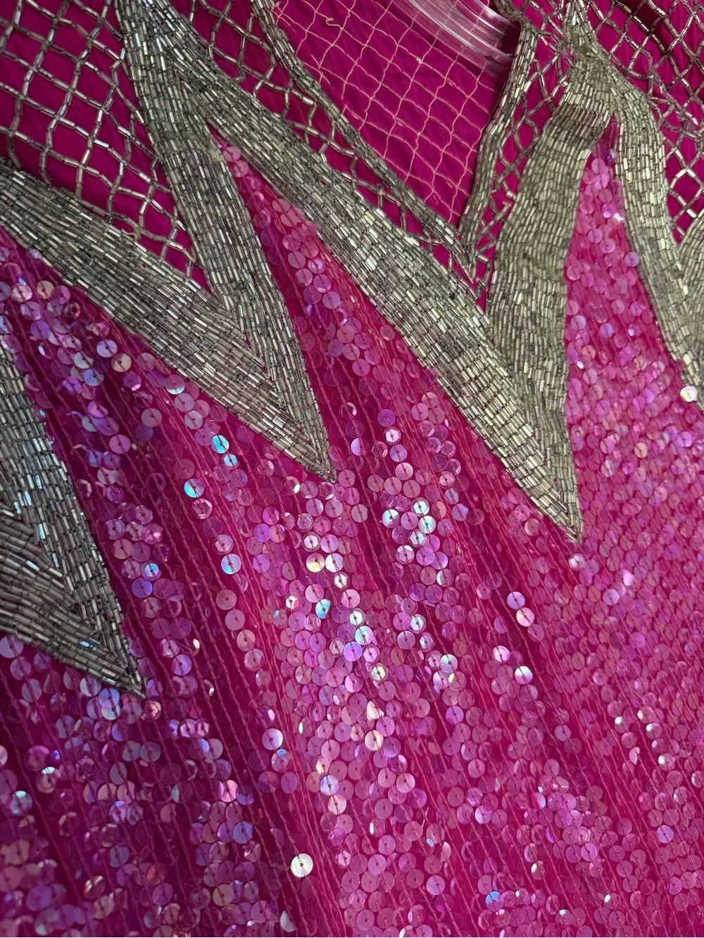Vintage Halston III Magenta Sequin Tunic Top Sz M | 80s Silk Hand Embroidered